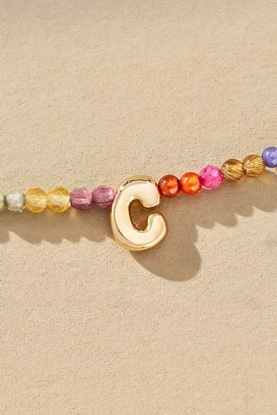 By Anthropologie Delicate Beaded Monogram Necklace In Multi