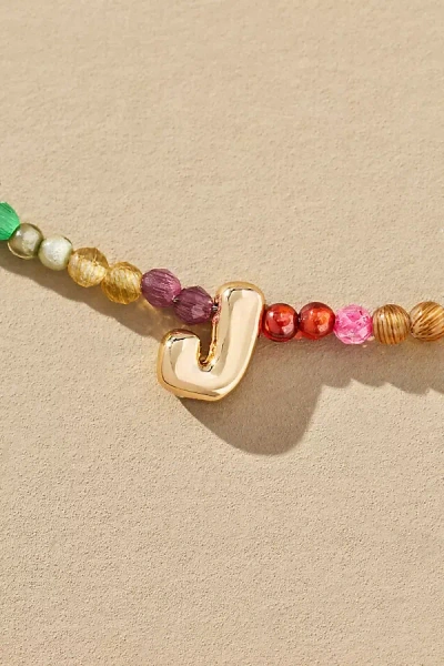 By Anthropologie Delicate Beaded Monogram Necklace In Multi