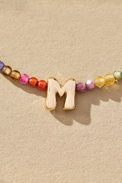 By Anthropologie Delicate Beaded Monogram Necklace In Multi