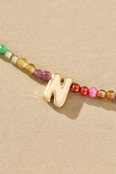 By Anthropologie Delicate Beaded Monogram Necklace In Multi