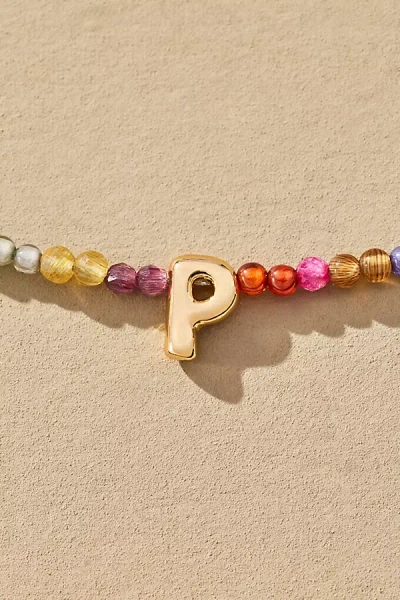 By Anthropologie Delicate Beaded Monogram Necklace In Multi