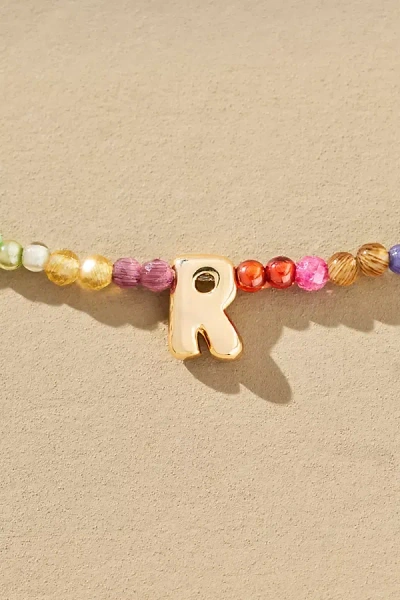 By Anthropologie Delicate Beaded Monogram Necklace In Multi