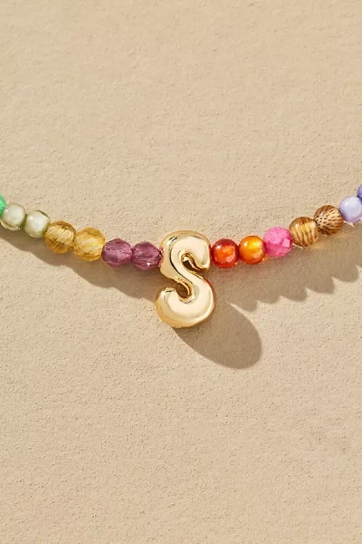 By Anthropologie Delicate Beaded Monogram Necklace In Multi