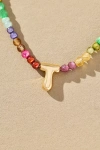 By Anthropologie Delicate Beaded Monogram Necklace In Multi