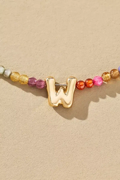 By Anthropologie Delicate Beaded Monogram Necklace In Multi