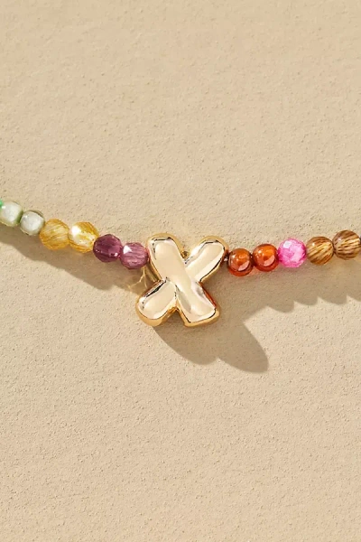 By Anthropologie Delicate Beaded Monogram Necklace In Multi