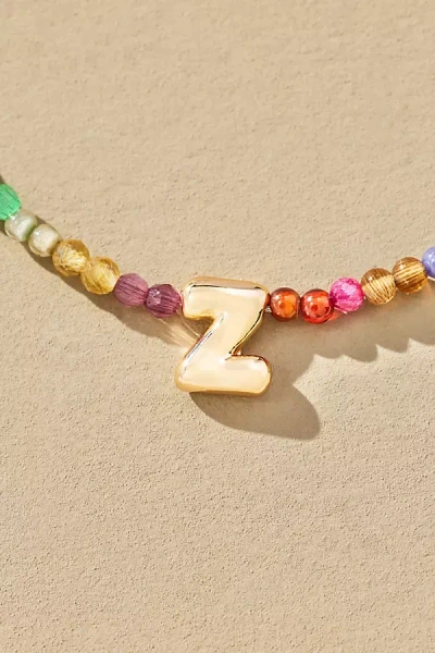 By Anthropologie Delicate Beaded Monogram Necklace In Multi
