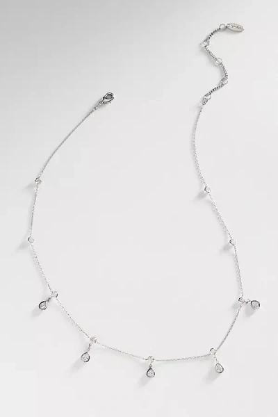 By Anthropologie Delicate Bezel Drop Necklace In Metallic