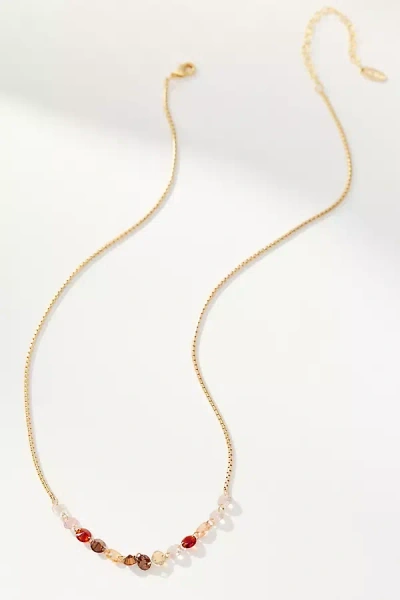 By Anthropologie Delicate Chain Crystal Necklace In Brown