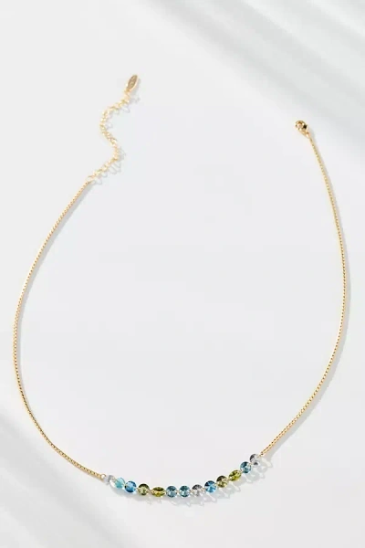 By Anthropologie Delicate Chain Crystal Necklace In Gold