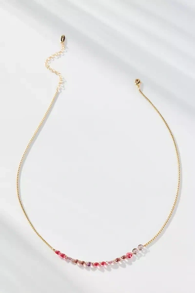 By Anthropologie Delicate Chain Crystal Necklace In Purple