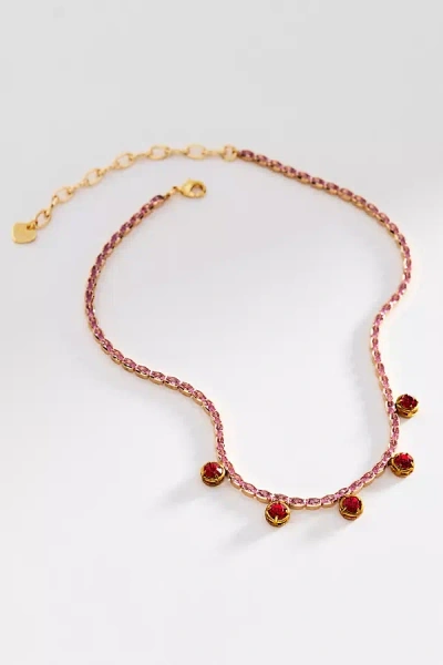 By Anthropologie Delicate Cinq Stone Necklace In Red