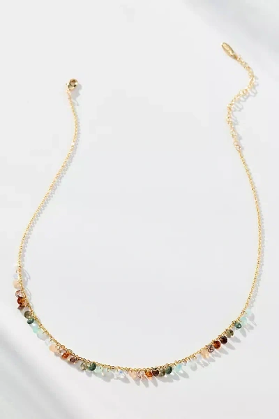 By Anthropologie Delicate Colorful Beaded Necklace In Gold