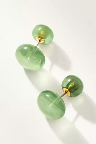 By Anthropologie Delicate Colorful Glassy Post Earrings In Green