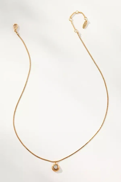 By Anthropologie Delicate Crystal Bezel Necklace In Gold
