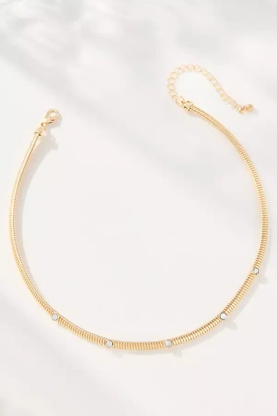 By Anthropologie Delicate Crystal Collar Necklace In Gold