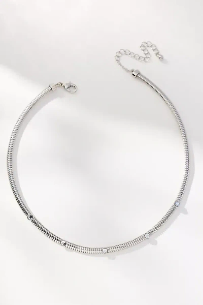 By Anthropologie Delicate Crystal Collar Necklace In Silver
