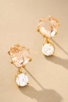 By Anthropologie Delicate Crystal Double Drop Earrings In Clear
