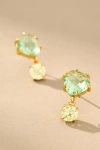By Anthropologie Delicate Crystal Double Drop Earrings In Green