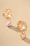 By Anthropologie Delicate Crystal Double Drop Earrings In Pink