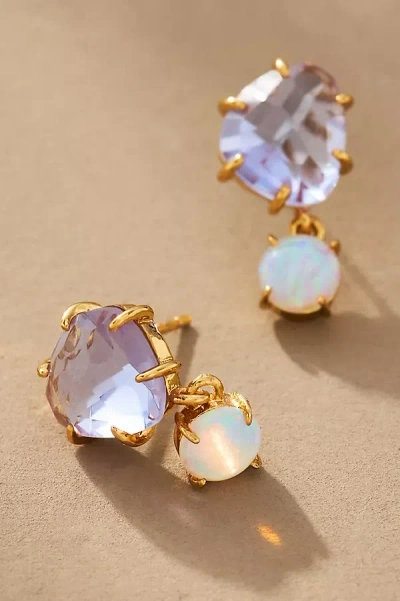 By Anthropologie Delicate Crystal Double Drop Earrings In White
