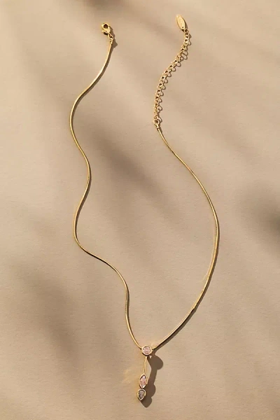 By Anthropologie Delicate Crystal Drop Necklace In Gold