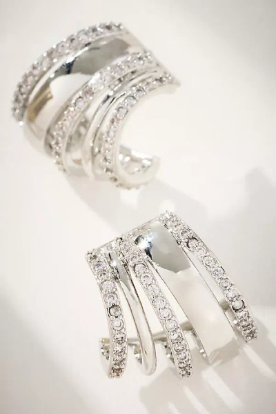 By Anthropologie Delicate Crystal Earrings In Silver