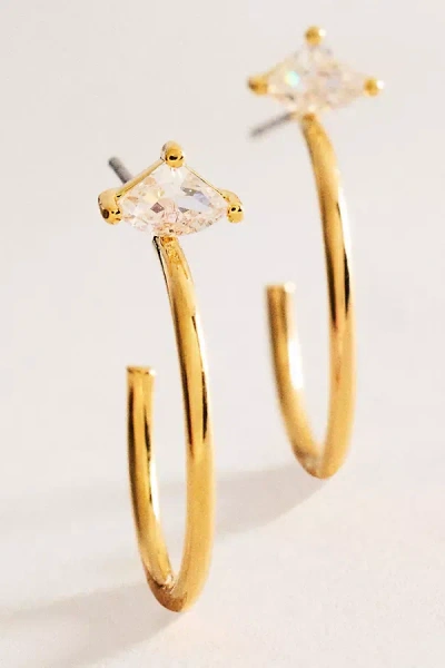 By Anthropologie Delicate Crystal Hoop Earrings In Gold