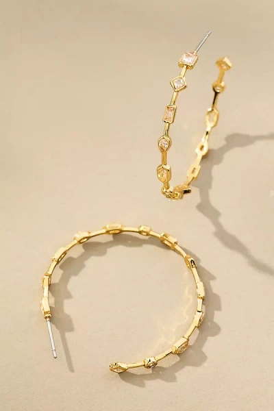 By Anthropologie Delicate Crystal Hoop Post Earrings In Gold