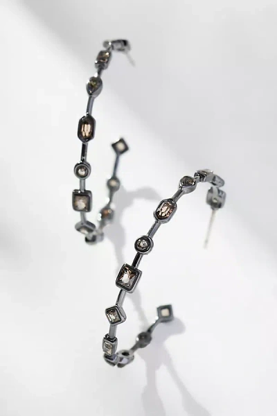 By Anthropologie Delicate Crystal Hoop Post Earrings In White