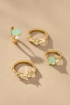 By Anthropologie Delicate Crystal Huggie Hoop Earrings, Set Of 2 In Green
