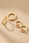 By Anthropologie Delicate Crystal Huggie Hoop Earrings, Set Of 2 In Orange
