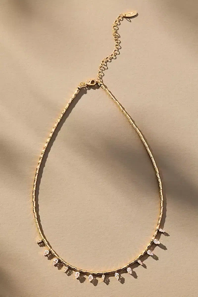 By Anthropologie Delicate Crystal Necklace In Gold