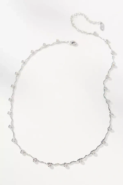By Anthropologie Delicate Crystal Necklace In Silver