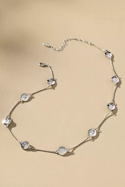 By Anthropologie Delicate Crystal Necklace In Silver
