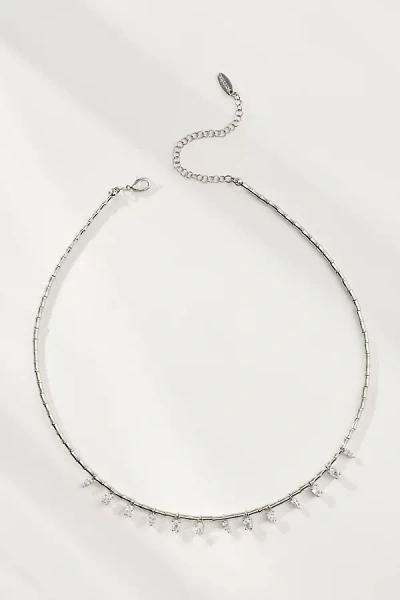 By Anthropologie Delicate Crystal Necklace In Silver