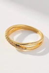 By Anthropologie Delicate Crystal Thin Band Ring In Gold