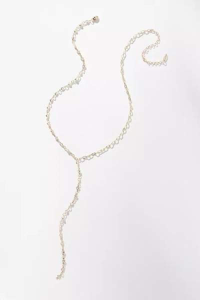 By Anthropologie Delicate Crystal Y-neck Chain Necklace In Gold
