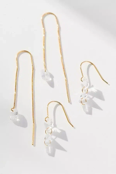 By Anthropologie Delicate Drippy Earrings, Set Of 2 In Gold
