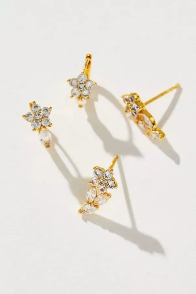 By Anthropologie Delicate Floral Earrings, Set Of 2