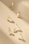 By Anthropologie Delicate Gem Drop Earrings, Set Of 3 In Clear