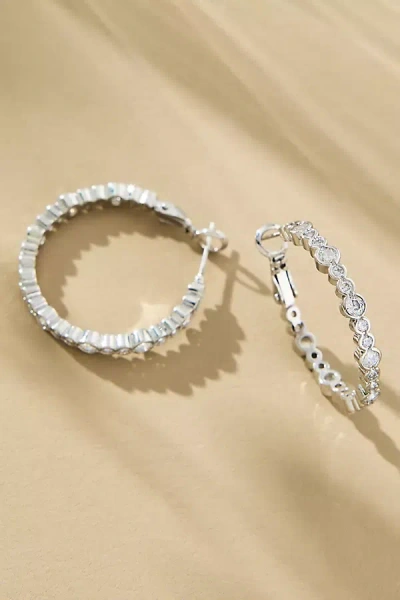 By Anthropologie Delicate Glitz Hoop Earrings In Silver