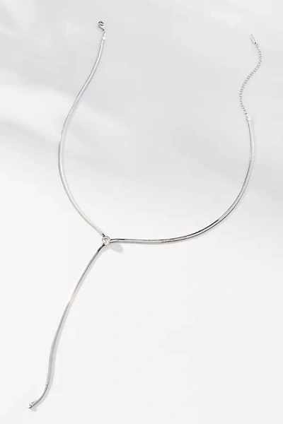 By Anthropologie Delicate Herringbone Y Necklace In Silver