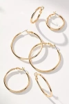 By Anthropologie Delicate Hoop Earrings, Set Of 3 In Gold