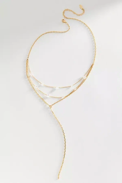By Anthropologie Delicate Layered Lariat Necklace In Gray