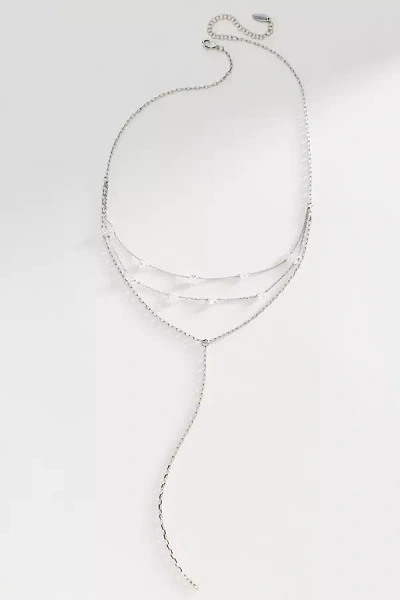 By Anthropologie Delicate Layered Lariat Necklace In Silver
