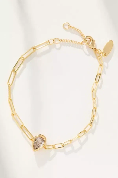 By Anthropologie Delicate Linked Crystal Bracelet In Gold
