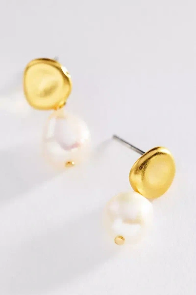 By Anthropologie Delicate Pearl Drop Earrings In Gold