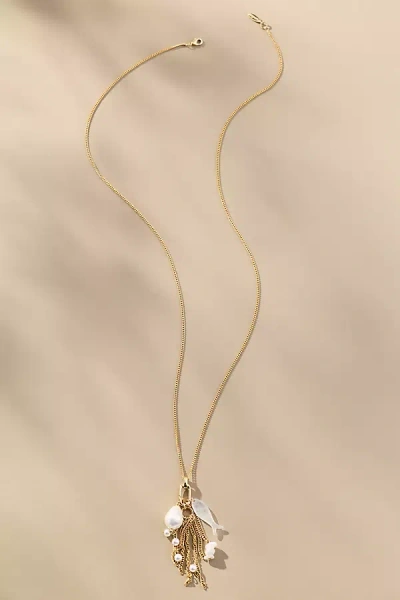By Anthropologie Delicate Pearl Pendant Necklace In Gold