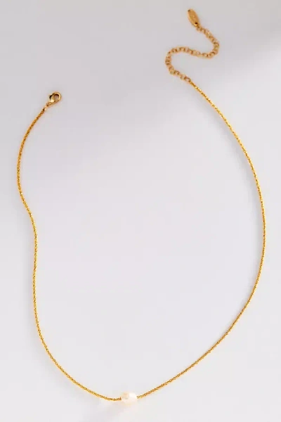 By Anthropologie Delicate Pearl Pendant Necklace In Gold